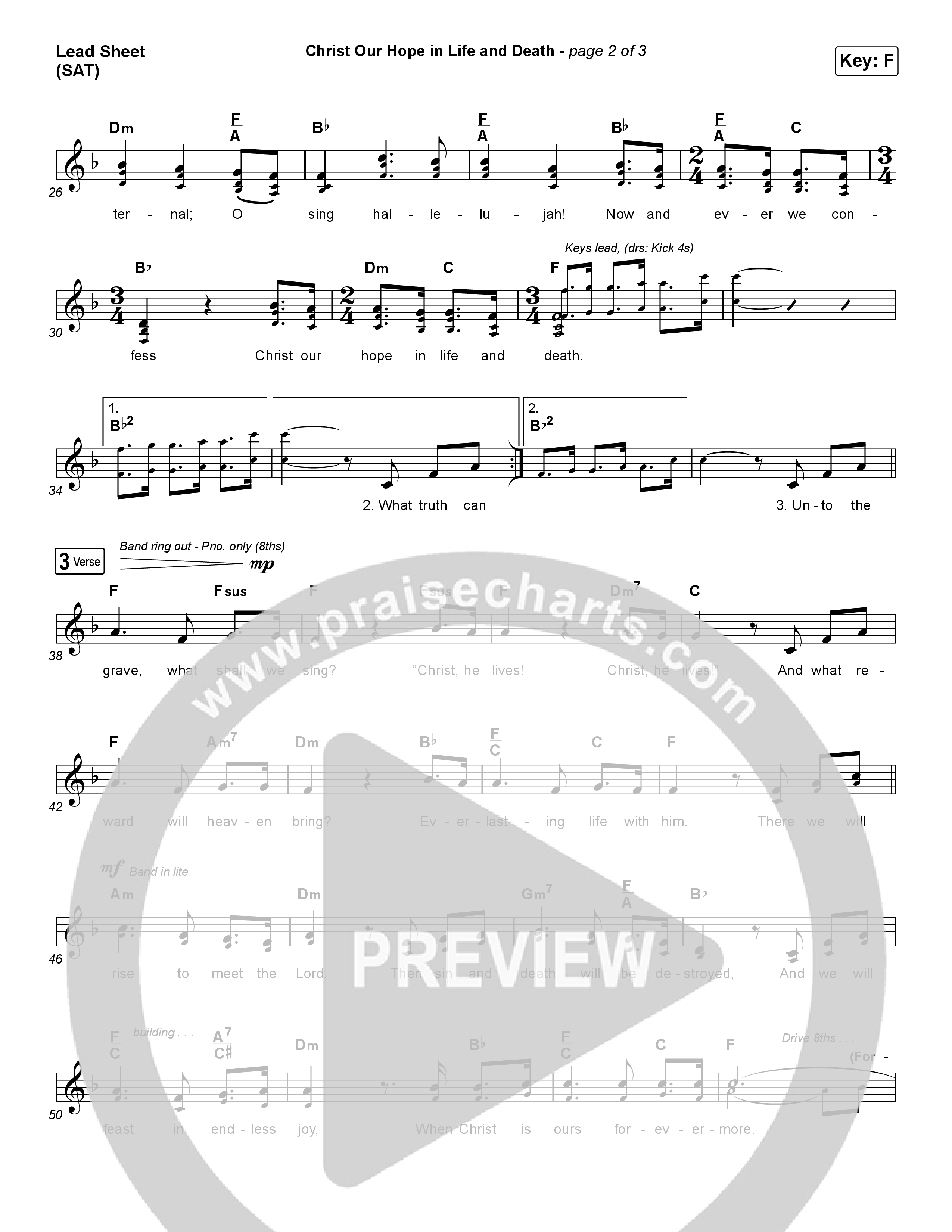 Christ Our Hope In Life And Death (Choral Anthem SATB) Lead Sheet (SAT) (Matt Papa / Keith & Kristyn Getty / Arr. Luke Gambill)
