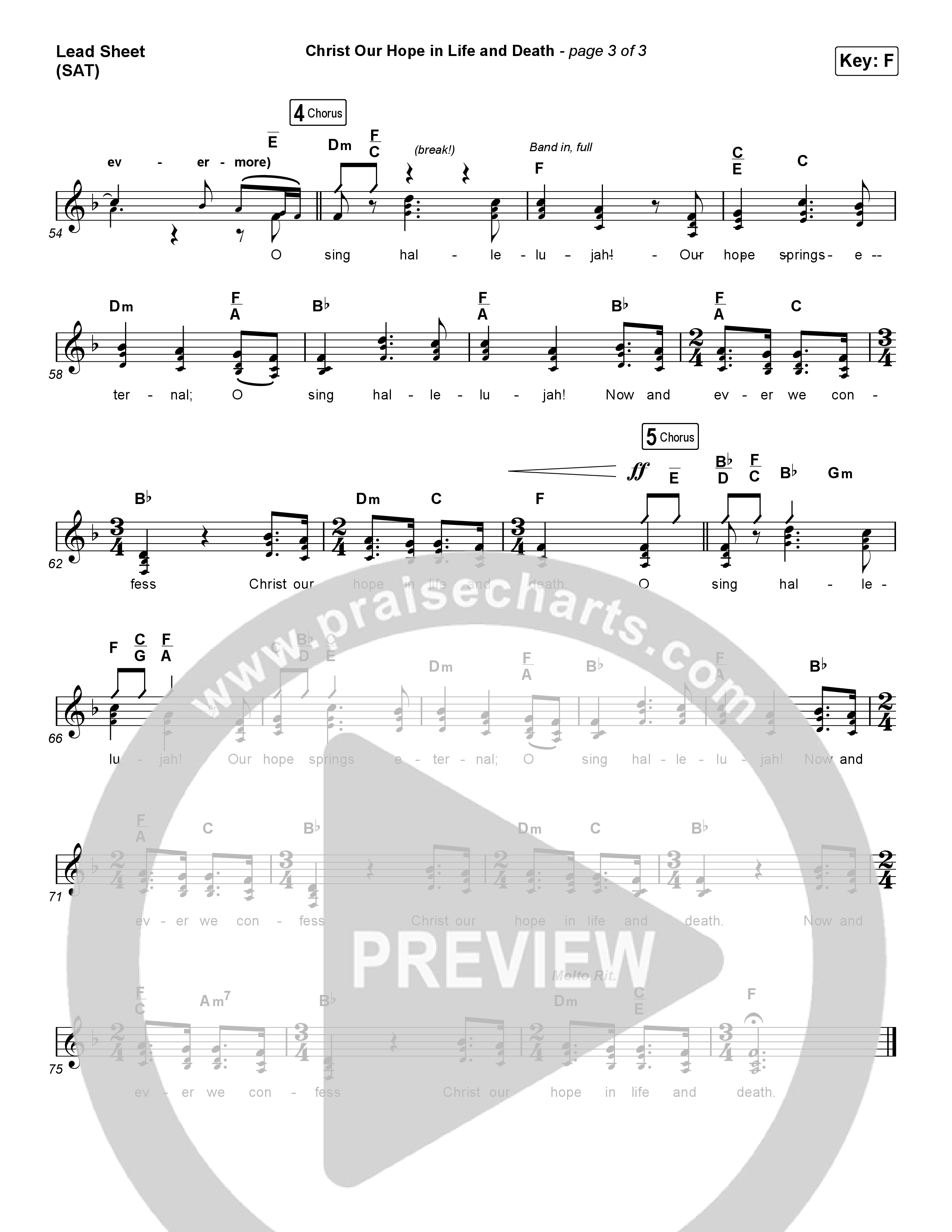 Christ Our Hope In Life And Death (Choral Anthem SATB) Lead Sheet (SAT) (Matt Papa / Keith & Kristyn Getty / Arr. Luke Gambill)