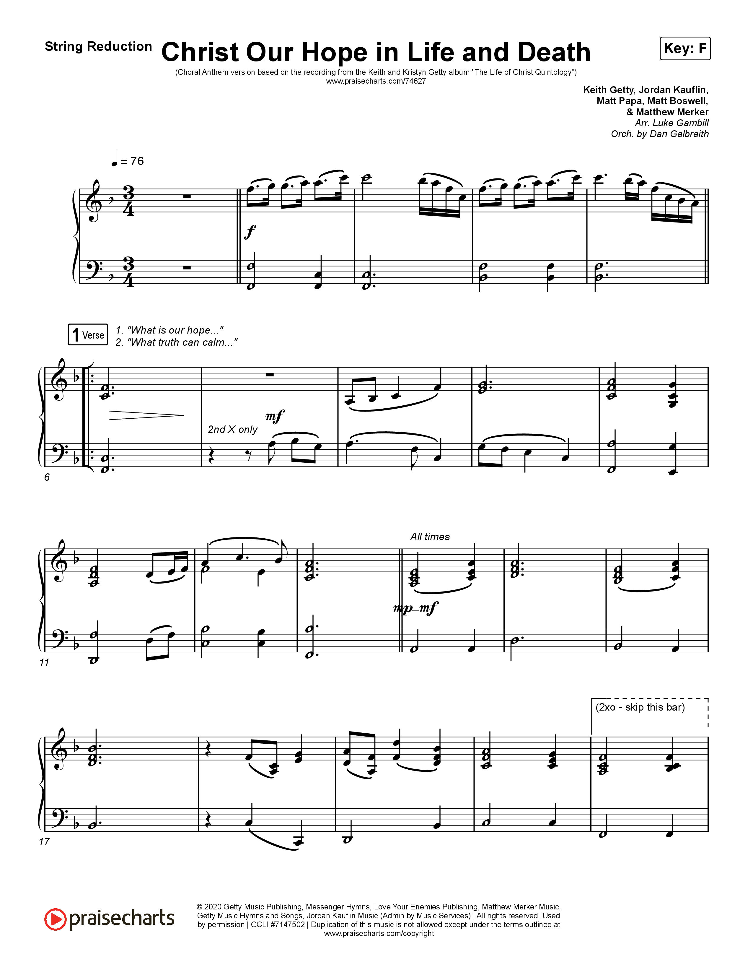 Christ Our Hope In Life And Death (Choral Anthem SATB) Synth Strings (Matt Papa / Keith & Kristyn Getty / Arr. Luke Gambill)