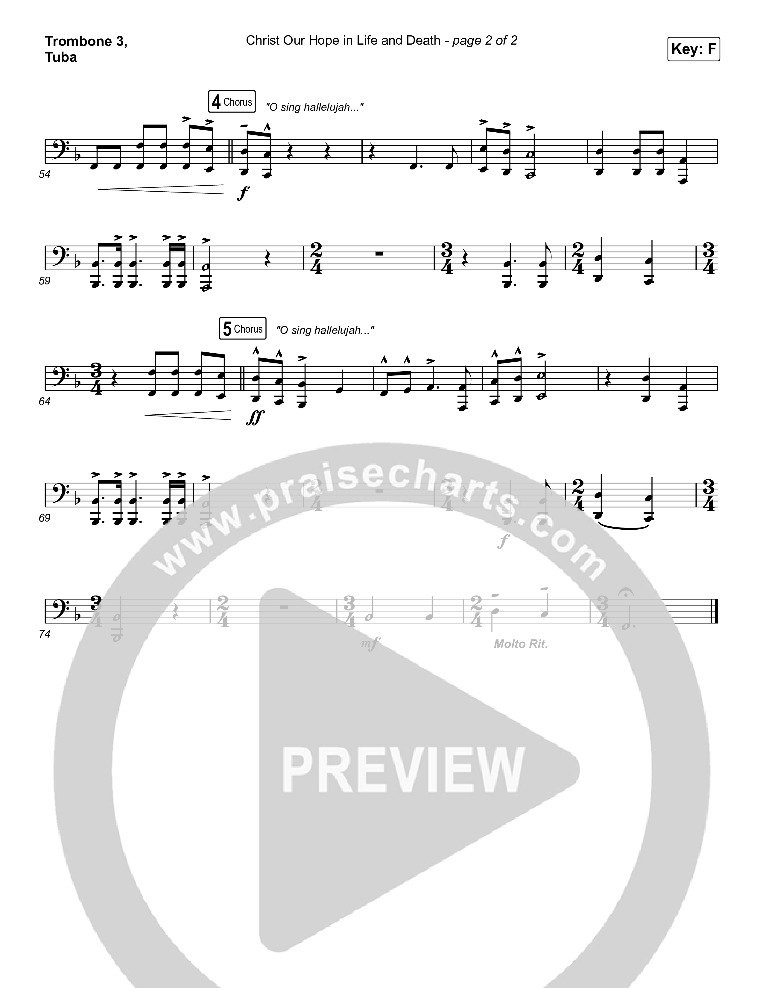 Christ Our Hope In Life And Death (Choral Anthem SATB) Trombone 3/Tuba (Matt Papa / Keith & Kristyn Getty / Arr. Luke Gambill)