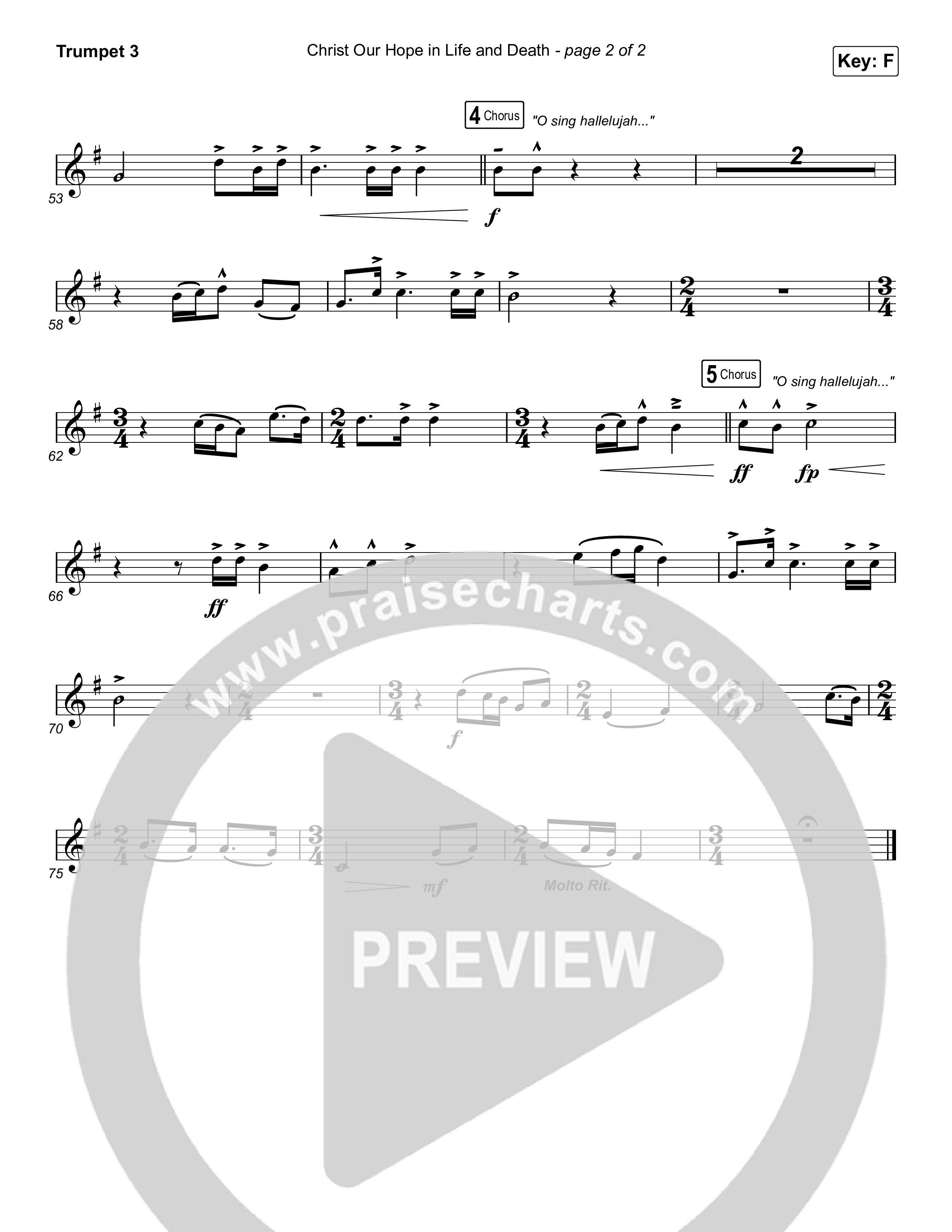Christ Our Hope In Life And Death (Choral Anthem SATB) Trumpet 3 (Matt Papa / Keith & Kristyn Getty / Arr. Luke Gambill)