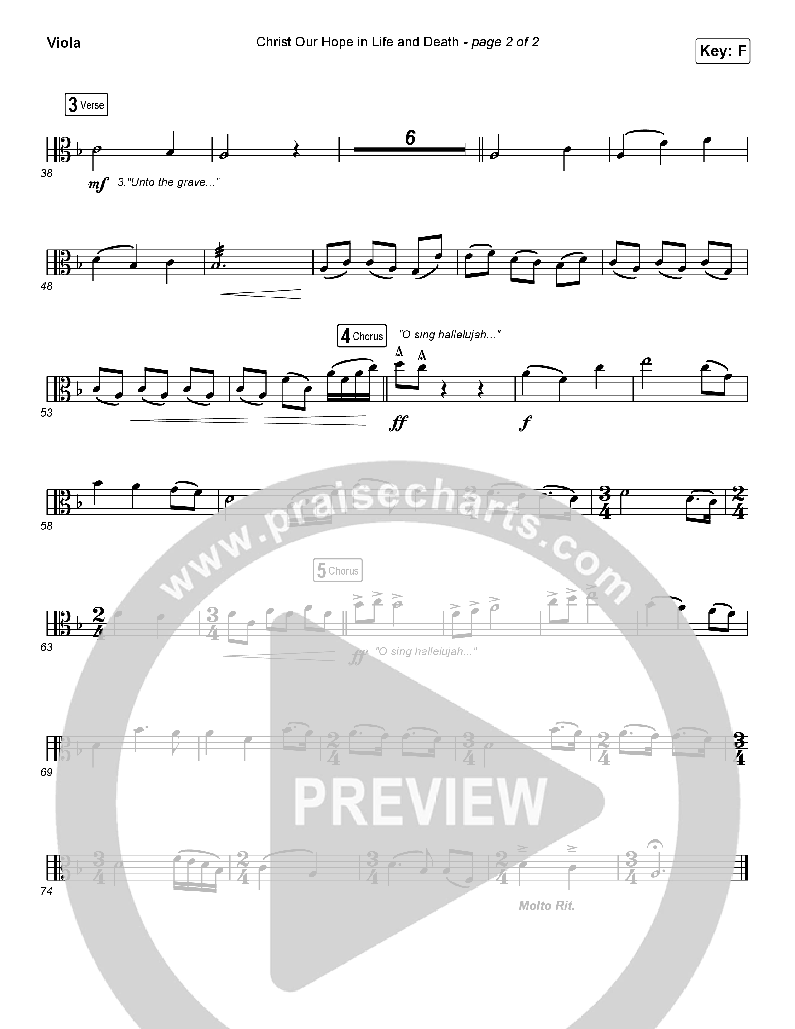 Christ Our Hope In Life And Death (Choral Anthem SATB) Viola (Matt Papa / Keith & Kristyn Getty / Arr. Luke Gambill)