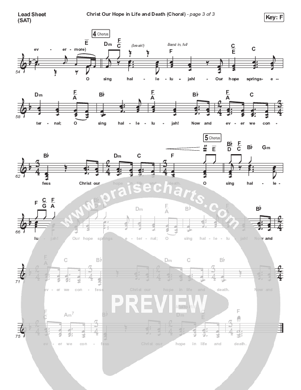 Christ Our Hope In Life And Death (Choral Anthem SATB) Lead Sheet (SAT) (Matt Papa / Keith & Kristyn Getty / Arr. Luke Gambill)