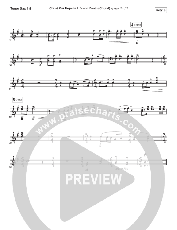 Christ Our Hope In Life And Death (Choral Anthem SATB) Tenor Sax 2 (Matt Papa / Keith & Kristyn Getty / Arr. Luke Gambill)