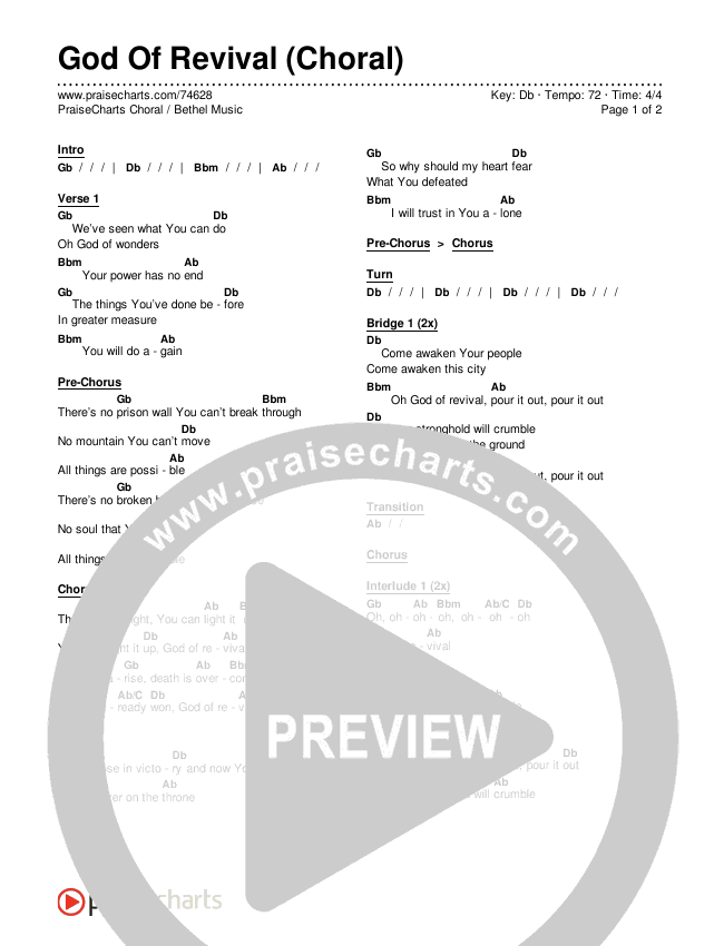 God Of Revival (Choral Anthem SATB) Chords & Lyrics (Bethel Music / Arr. Luke Gambill)