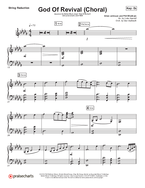 God Of Revival (Choral Anthem SATB) String Pack (Bethel Music / Arr. Luke Gambill)