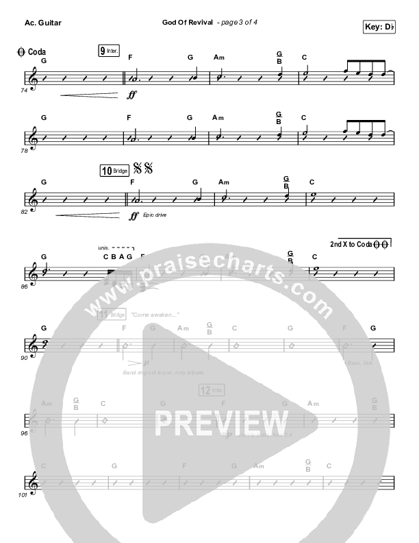 God Of Revival (Choral Anthem SATB) Acoustic Guitar (Bethel Music / Arr. Luke Gambill)