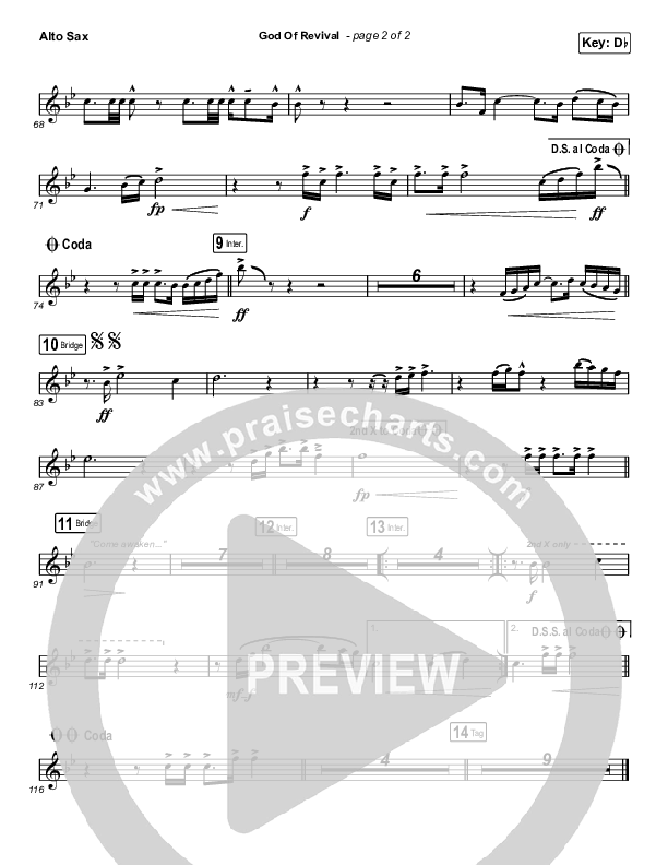 God Of Revival (Choral Anthem SATB) Alto Sax (Bethel Music / Arr. Luke Gambill)