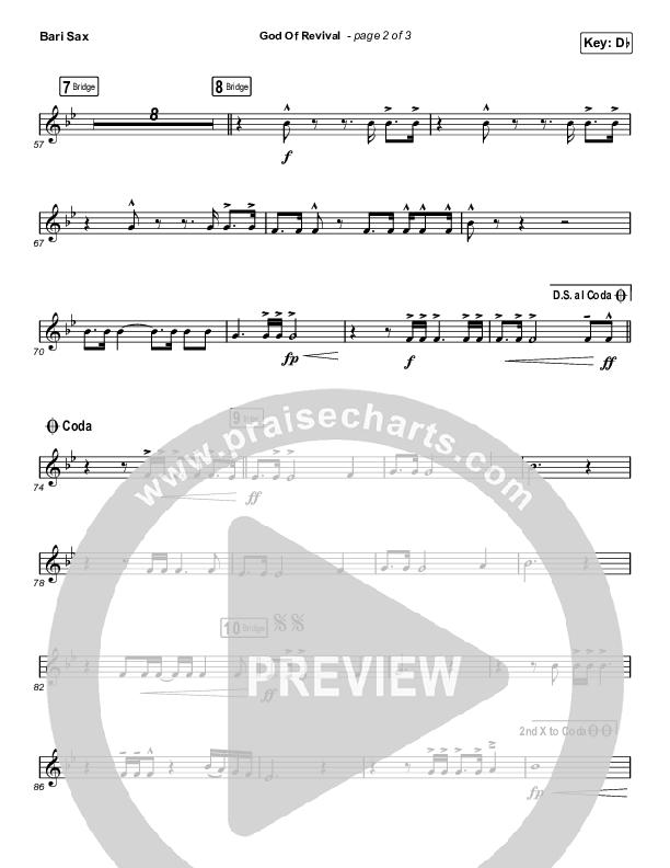 God Of Revival (Choral Anthem SATB) Bari Sax (Bethel Music / Arr. Luke Gambill)
