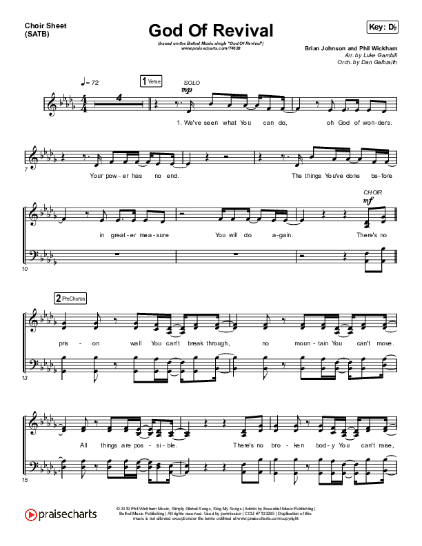 God Of Revival (Choral Anthem SATB) Choir Vocals (SATB) (Bethel Music / Arr. Luke Gambill)
