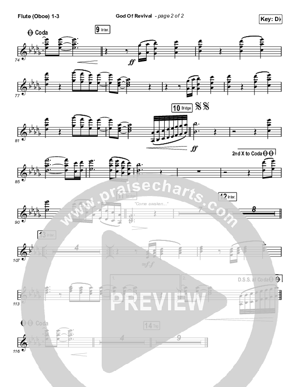 God Of Revival (Choral Anthem SATB) Flute/Oboe 1/2/3 (Bethel Music / Arr. Luke Gambill)