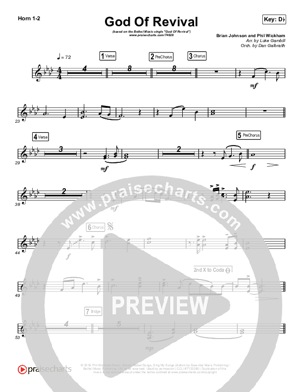 God Of Revival (Choral Anthem SATB) French Horn 1/2 (Bethel Music / Arr. Luke Gambill)