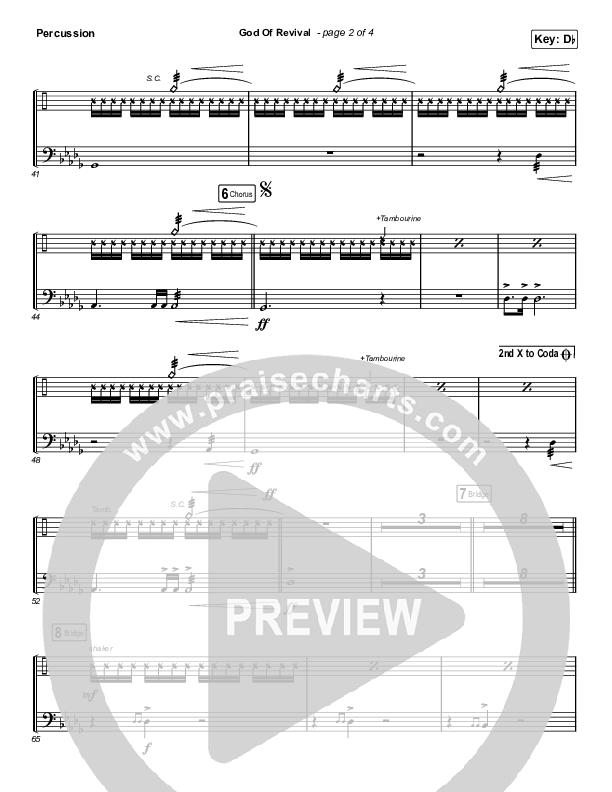 God Of Revival (Choral Anthem SATB) Percussion (Bethel Music / Arr. Luke Gambill)