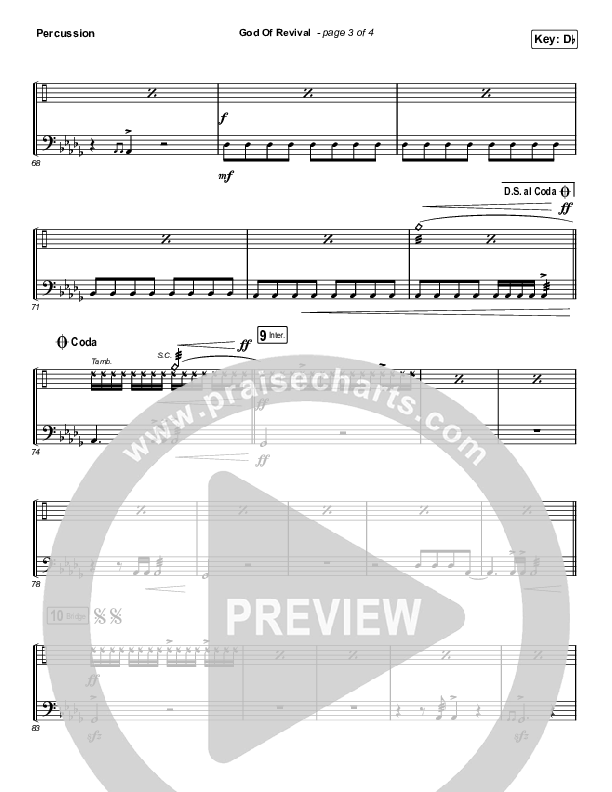 God Of Revival (Choral Anthem SATB) Percussion (Bethel Music / Arr. Luke Gambill)