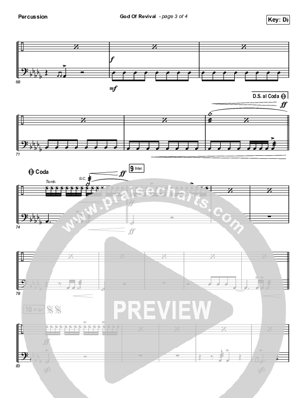 God Of Revival (Choral Anthem SATB) Percussion (Bethel Music / Arr. Luke Gambill)