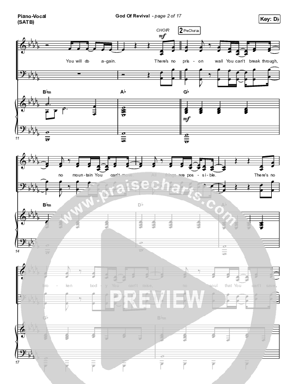 God Of Revival (Choral Anthem SATB) Piano/Vocal Pack (Bethel Music / Arr. Luke Gambill)