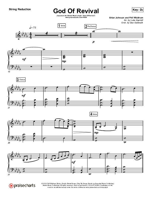 God Of Revival (Choral Anthem SATB) String Reduction (Bethel Music / Arr. Luke Gambill)