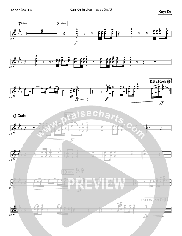 God Of Revival (Choral Anthem SATB) Tenor Sax 1/2 (Bethel Music / Arr. Luke Gambill)