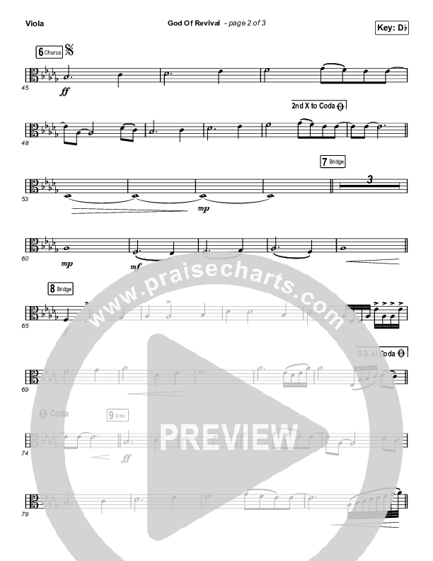 God Of Revival (Choral Anthem SATB) Viola (Bethel Music / Arr. Luke Gambill)