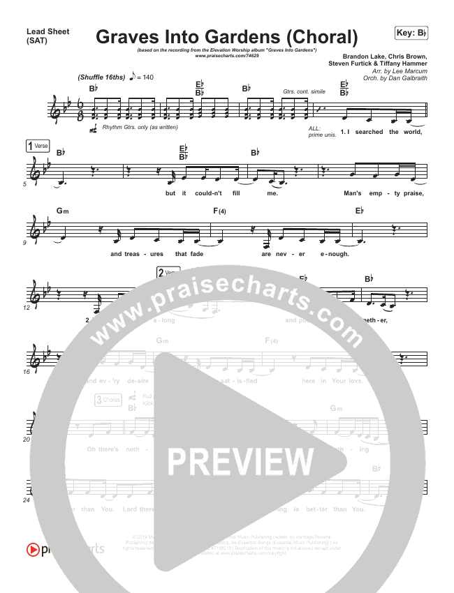 Graves Into Gardens (Choral) Sheet Music PDF (PraiseCharts Choral