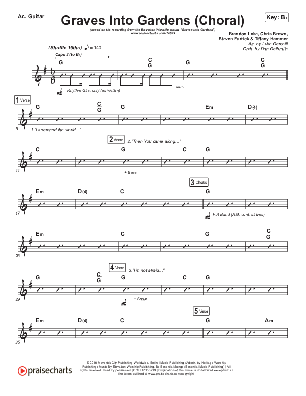Graves Into Gardens (Choral Anthem SATB) Acoustic Guitar (Elevation Worship / Brandon Lake / Arr. Luke Gambill)