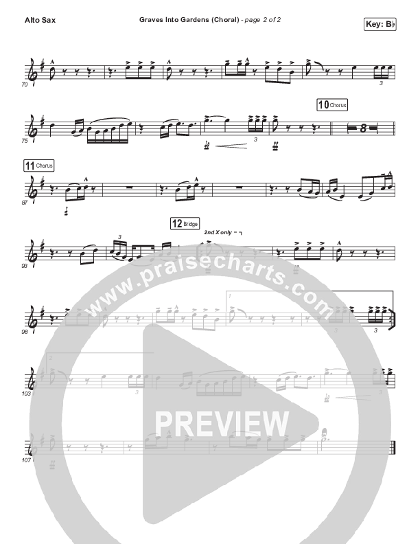 Graves Into Gardens (Choral Anthem SATB) Alto Sax (Elevation Worship / Brandon Lake / Arr. Luke Gambill)