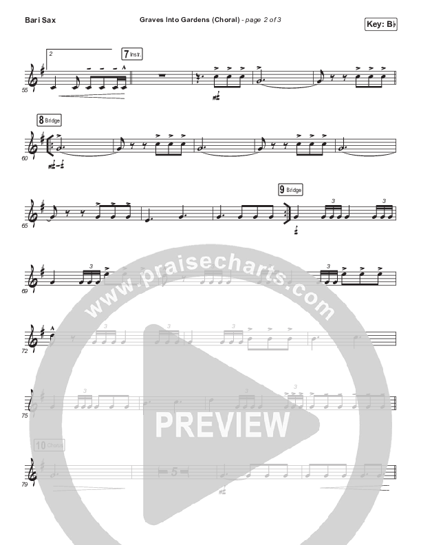 Graves Into Gardens (Choral Anthem SATB) Bari Sax (Elevation Worship / Brandon Lake / Arr. Luke Gambill)