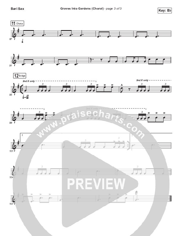 Graves Into Gardens (Choral Anthem SATB) Bari Sax (Elevation Worship / Brandon Lake / Arr. Luke Gambill)