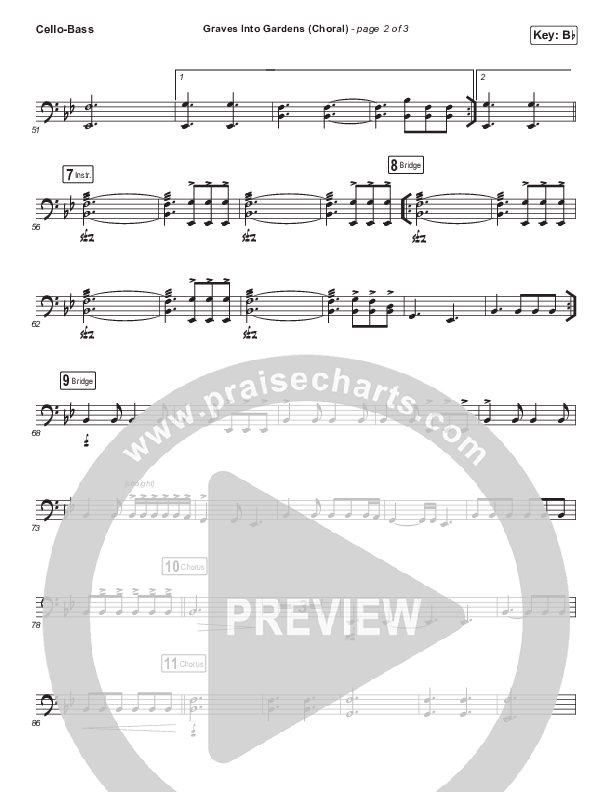 Graves Into Gardens (Choral Anthem SATB) Cello/Bass (Elevation Worship / Brandon Lake / Arr. Luke Gambill)