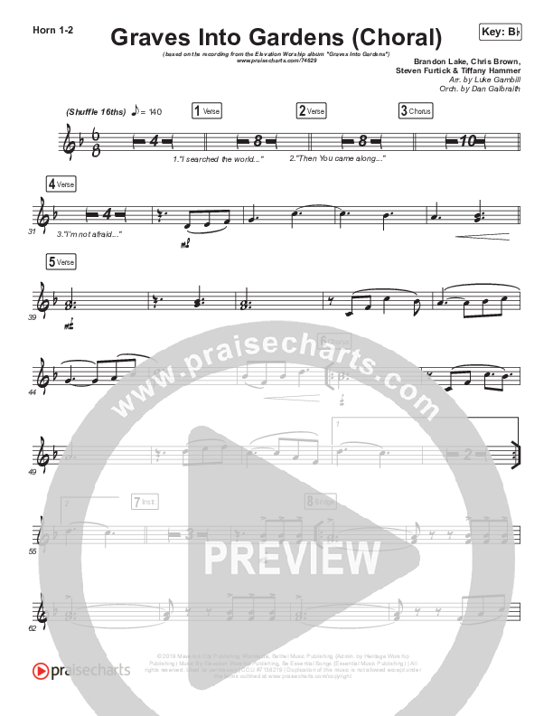Graves Into Gardens (Choral Anthem SATB) Brass Pack (Elevation Worship / Brandon Lake / Arr. Luke Gambill)