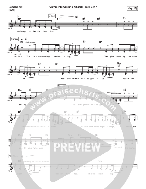 Graves Into Gardens (Choral Anthem SATB) Lead Sheet (SAT) (Elevation Worship / Brandon Lake / Arr. Luke Gambill)
