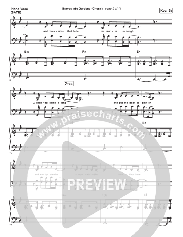 Graves Into Gardens (Choral Anthem SATB) Piano/Vocal (SATB) (Elevation Worship / Brandon Lake / Arr. Luke Gambill)