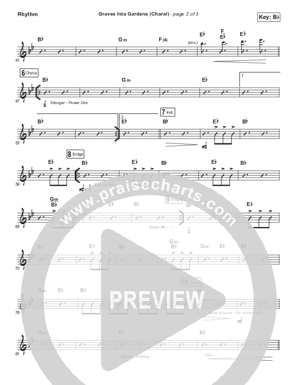Graves Into Gardens (Choral Anthem SATB) Rhythm Chart (Elevation Worship / Brandon Lake / Arr. Luke Gambill)