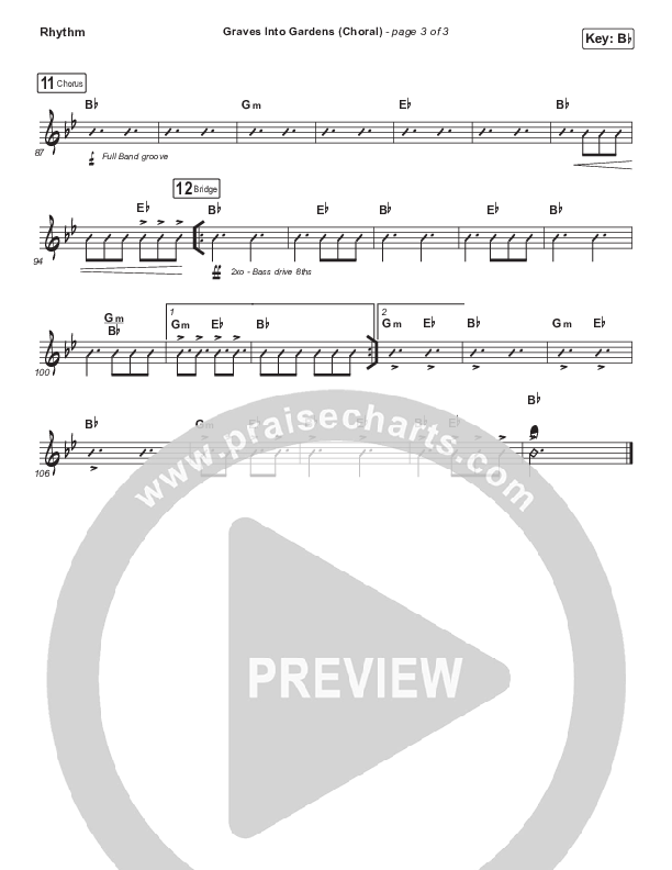Graves Into Gardens (Choral Anthem SATB) Rhythm Chart (Elevation Worship / Brandon Lake / Arr. Luke Gambill)