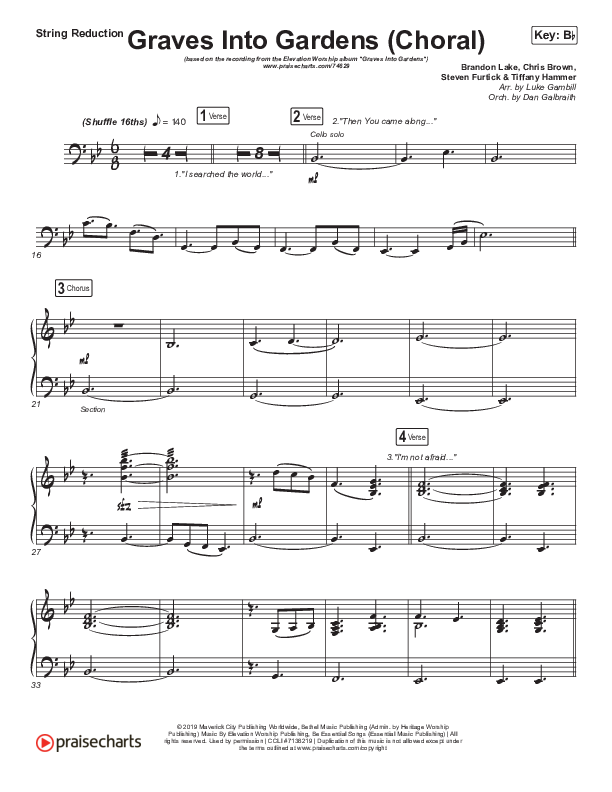 Graves Into Gardens (Choral Anthem SATB) Synth Strings (Elevation Worship / Brandon Lake / Arr. Luke Gambill)