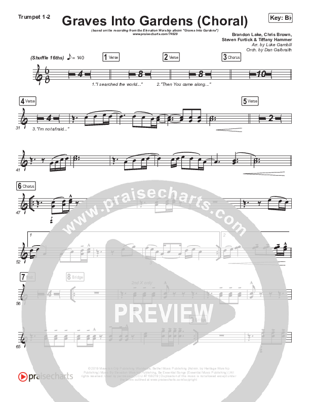 Graves Into Gardens (Choral Anthem SATB) Brass Pack (Elevation Worship / Brandon Lake / Arr. Luke Gambill)
