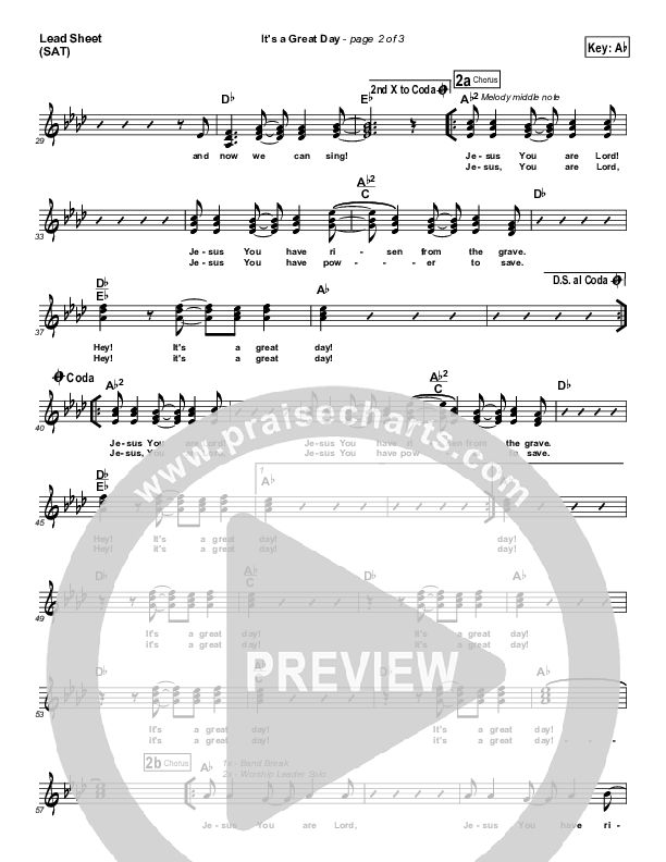 It's A Great Day Lead Sheet (Evangeline Inman)