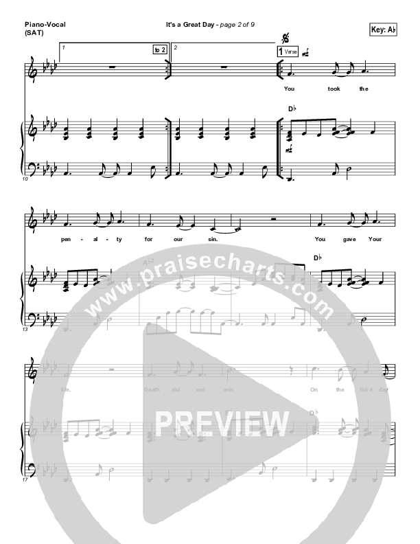 It's A Great Day Piano/Vocal (Evangeline Inman)