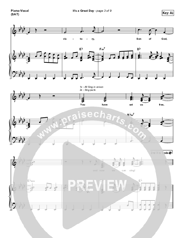 It's A Great Day Piano/Vocal (Evangeline Inman)