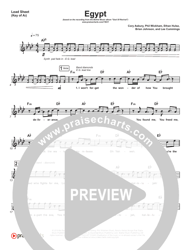 Egypt Sheet Music (Bethel Music / Cory Asbury) - PraiseCharts