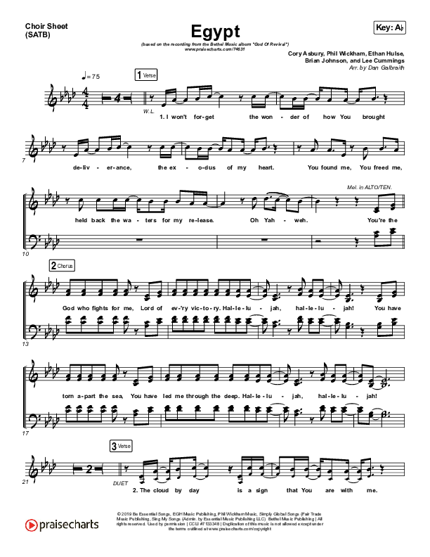 Egypt Choir Sheet (SATB) (Bethel Music / Cory Asbury)