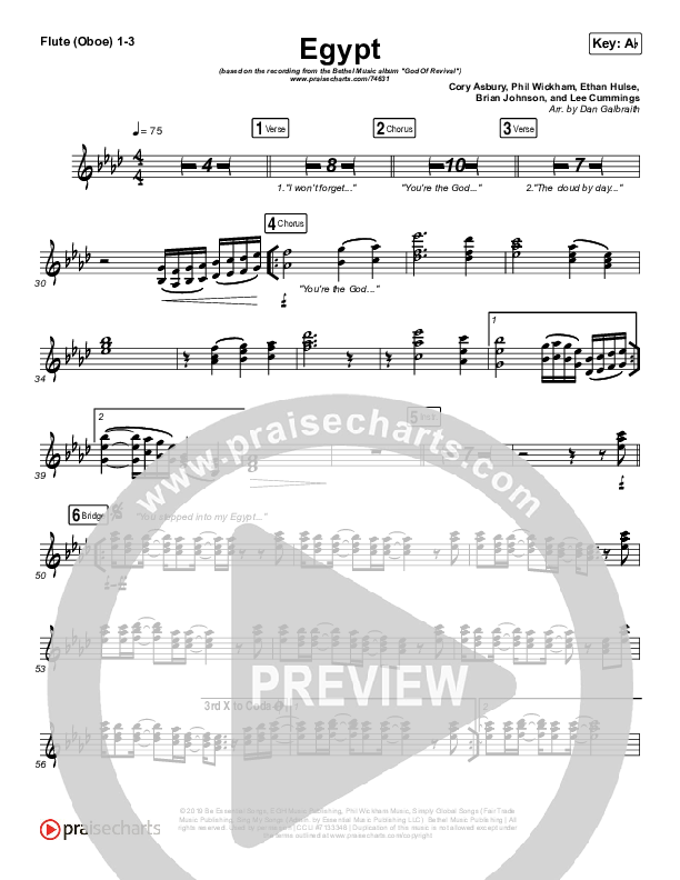 Egypt Flute/Oboe 1/2/3 (Bethel Music / Cory Asbury)