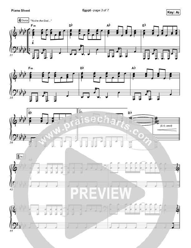 Egypt Piano Sheet (Bethel Music / Cory Asbury)