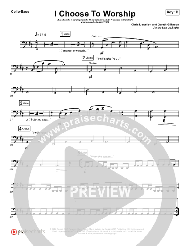 I Choose To Worship Cello/Bass (Rend Collective)