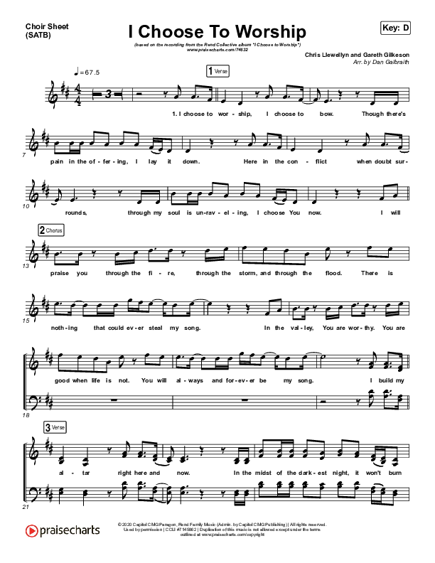 I Choose To Worship Choir Sheet (SATB) (Rend Collective)