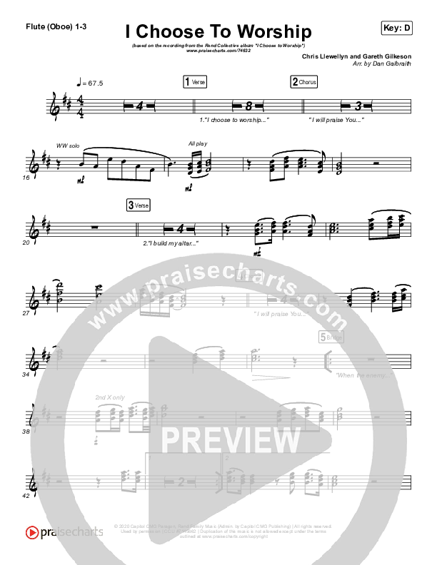 I Choose To Worship Flute/Oboe 1/2/3 (Rend Collective)