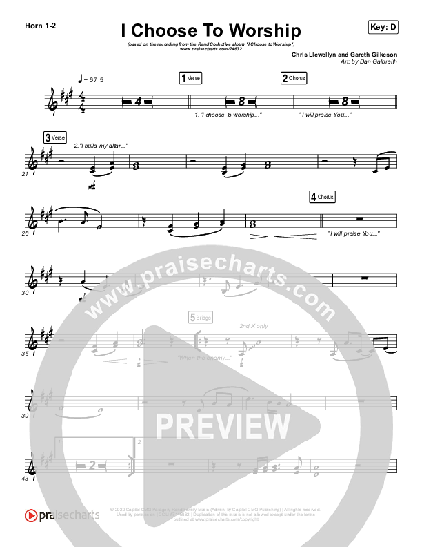 I Choose To Worship French Horn 1/2 (Rend Collective)