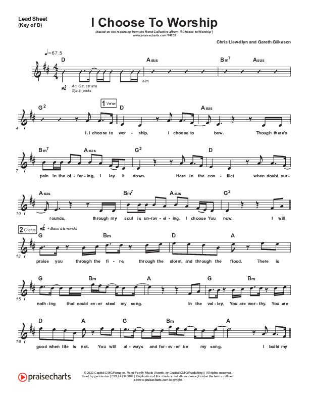 I Choose To Worship Lead Sheet (Melody) (Rend Collective)