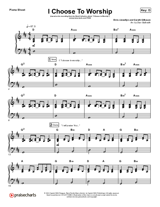 I Choose To Worship Piano Sheet (Rend Collective)