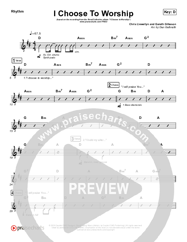 I Choose To Worship Rhythm Chart (Rend Collective)
